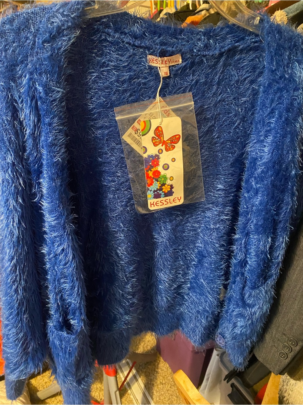 Kessley Women's Fuzzy Open-Front Cardigan - Royal Blue